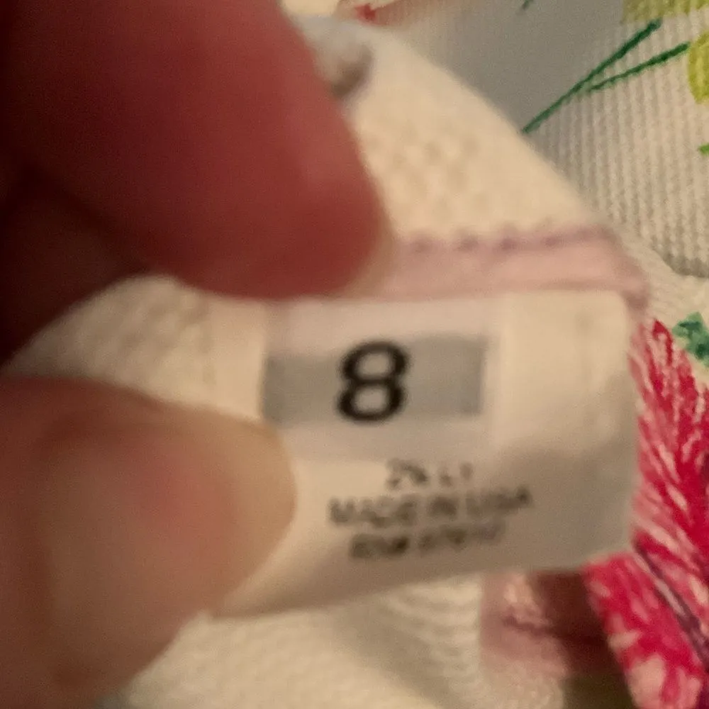 Leggiadro Floral Stretch Cotton Blazer Jacket White Size 8 - Image 9