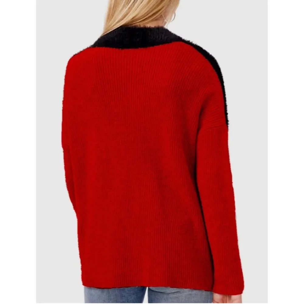 Vince Camuto Asymmetrical Colorblocked Black Textured Sweater, Size XL NWT - Image 2