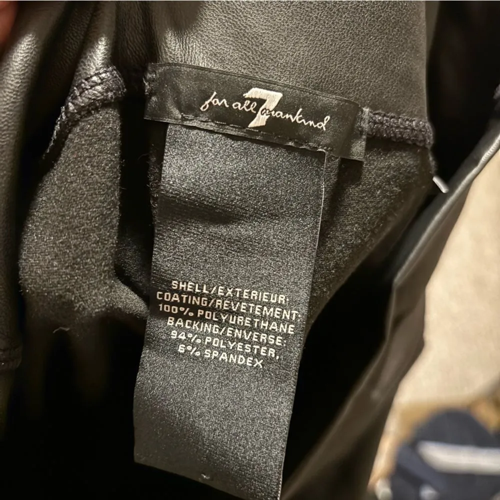 7 For All Mankind Faux Leather Liquid Moto Legging Pants Black- Size Large - Image 9