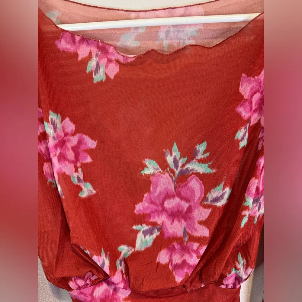 Free People‎ Intimately NWOT Undercover Printed Bodysuit Cherry Combo Top - Image 7