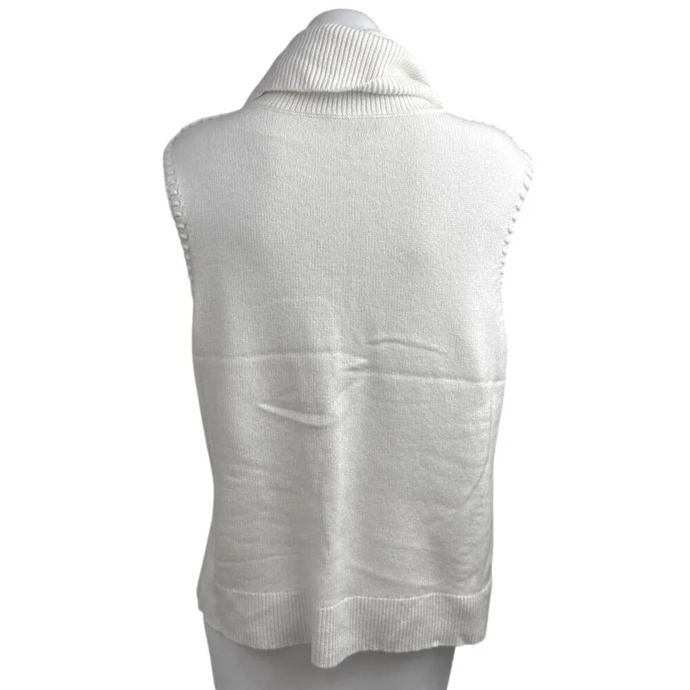Theory White 100% Cashmere Turtleneck Knit Sleeveless Sweater Vest Top Size S - Image 2