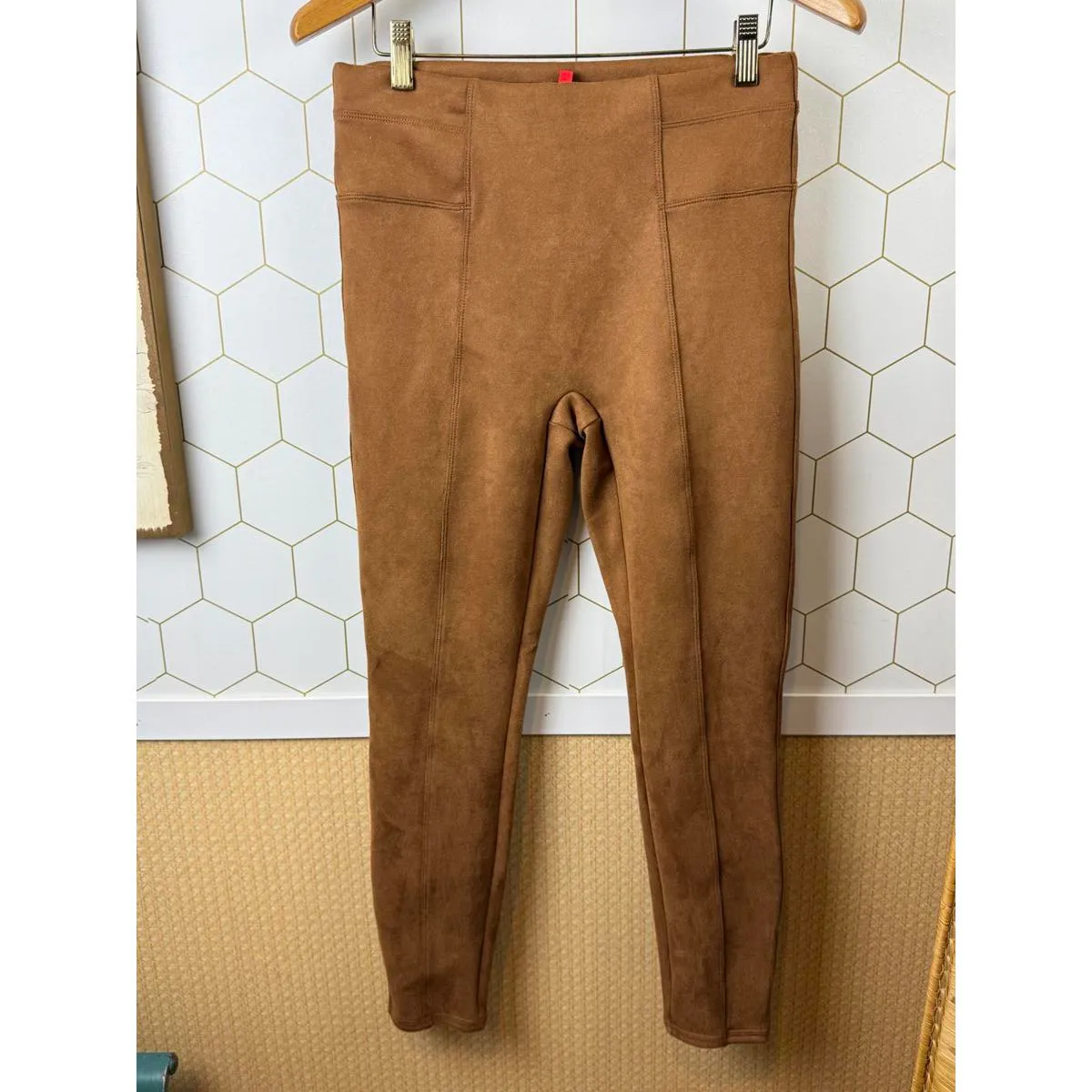 Spanx High Waist Faux Suede Leggings In Rich Caramel - Size - Medium - Image 6