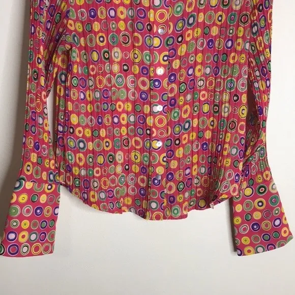 Violet & Claire ladies colorful retro funky artsy button up shirt top size small - Image 4