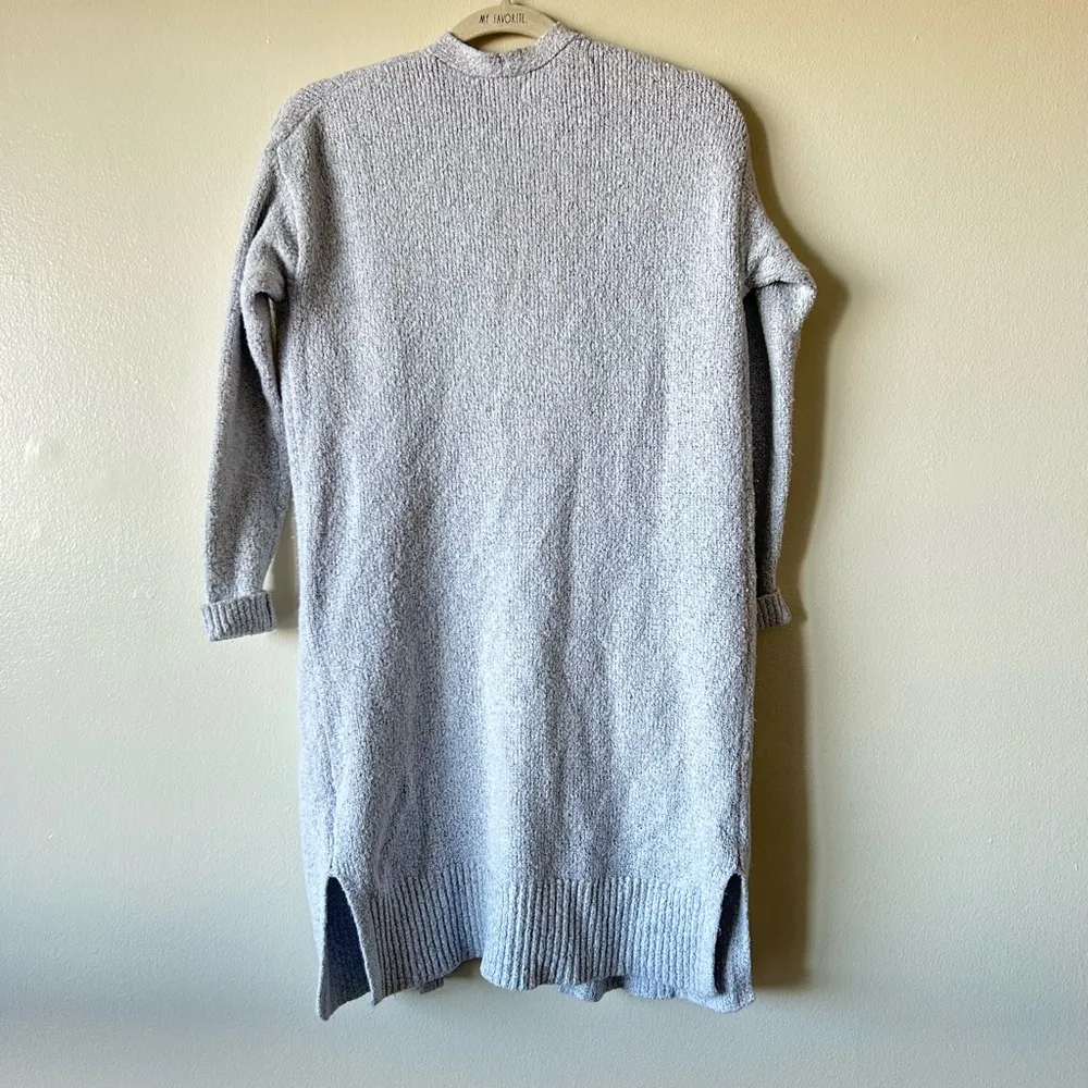 Old Navy XS Gray Chunky Knit Cardigan Long Dual Pockets Rolled Sleeves Plush - Image 5