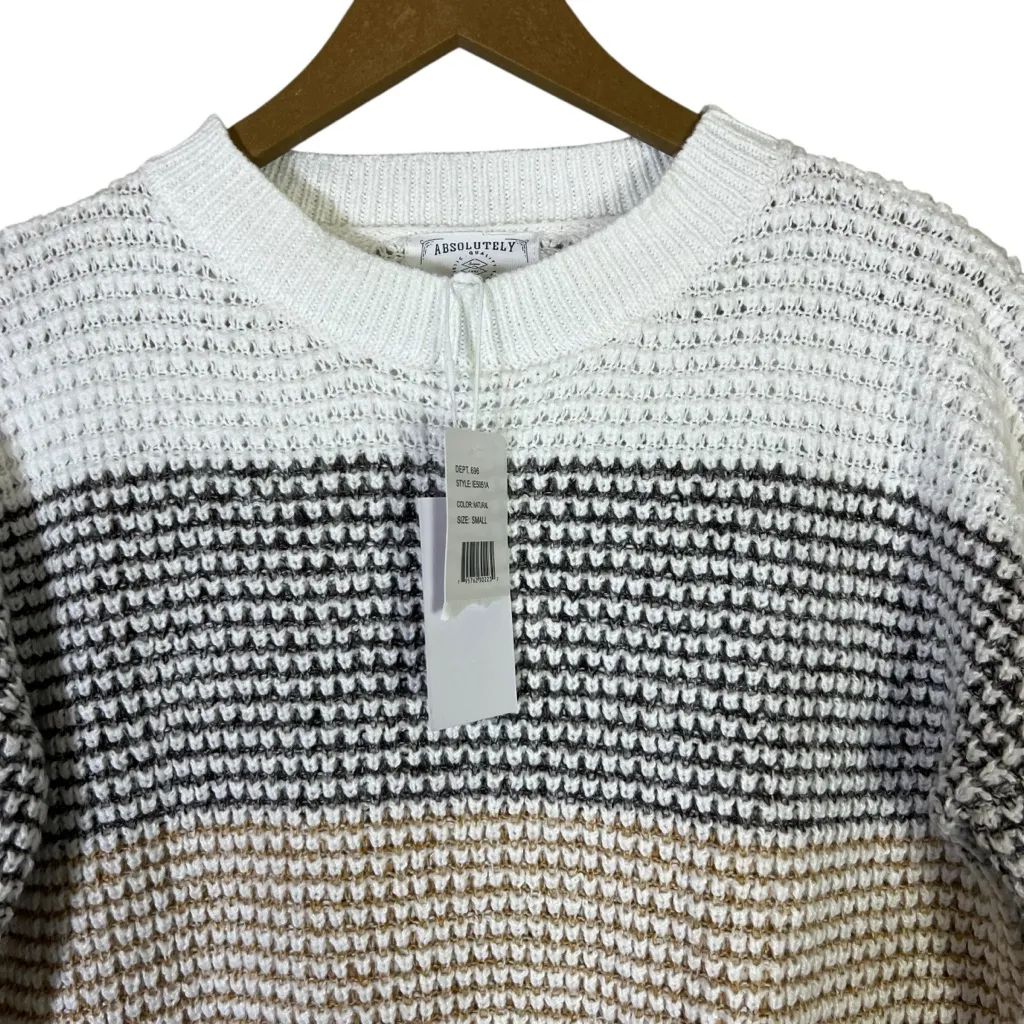 NWT Absolutely Sweater Womens S White Brown Ombre Chunky Knit Pullover Cozy Fall - Image 2