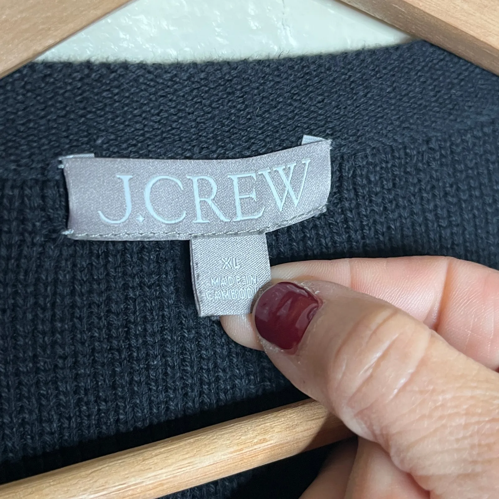 J.Crew Women's Emilie Sweater Lady Jacket Gold Button Cotton Cardigan Size XL Black - Image 4