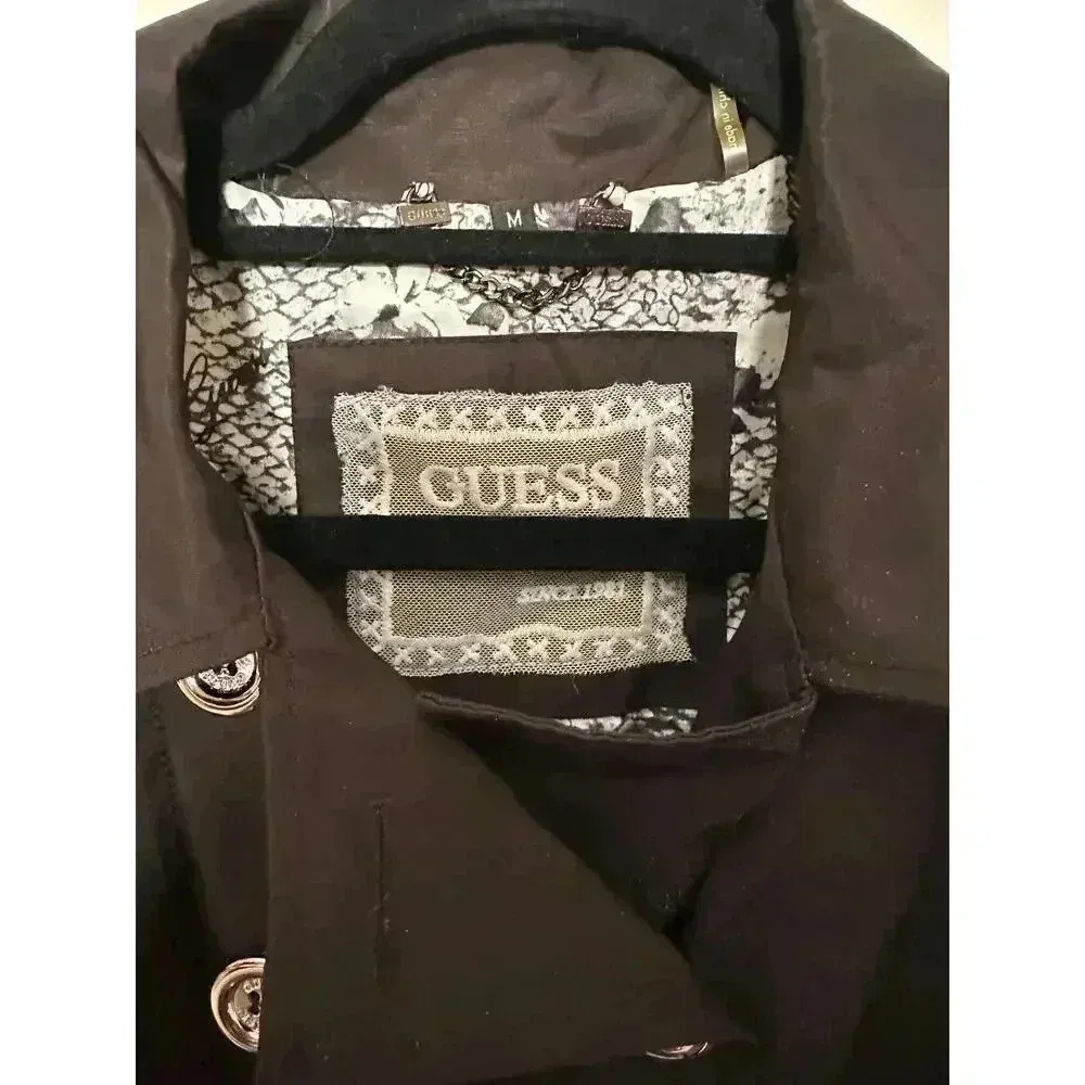 Guess Black Trenchcoat Sz Medium - Image 5