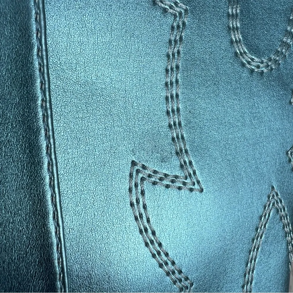 Madden Girl Arizona Knee High Cowboy Boots 7.5M Metallic Blue $99 - Image 4