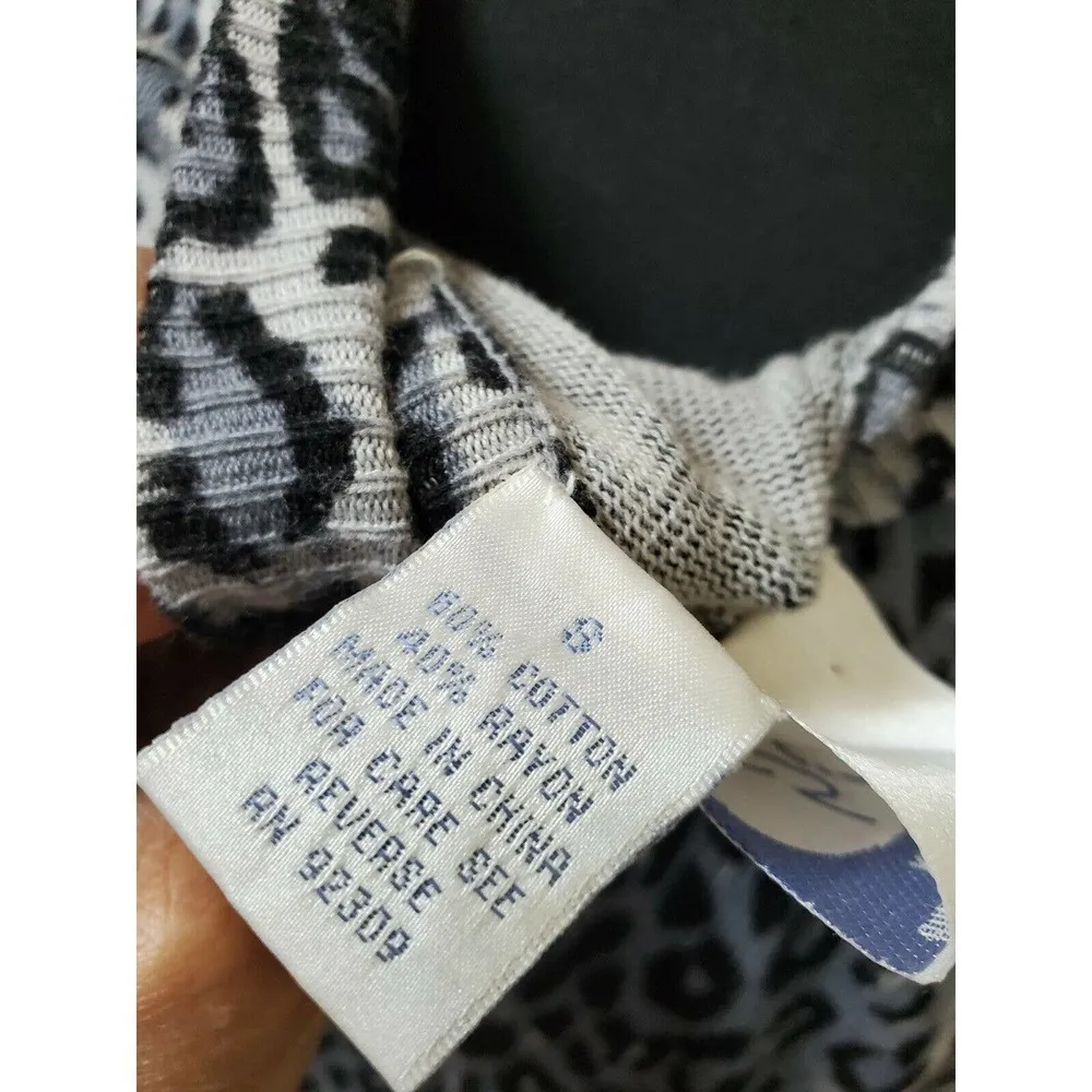 Diane Gilman Women's Black & White Cotton Blend Comfort Knee Length Dress - Image 9