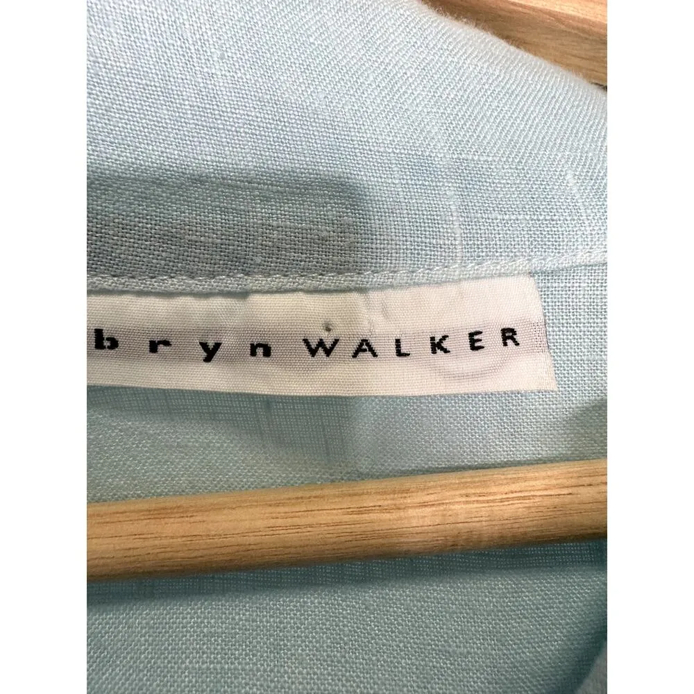 Bryn Walker 100% Linen Blue nehru collar jacket Button Down Size Small Oversize - Image 8