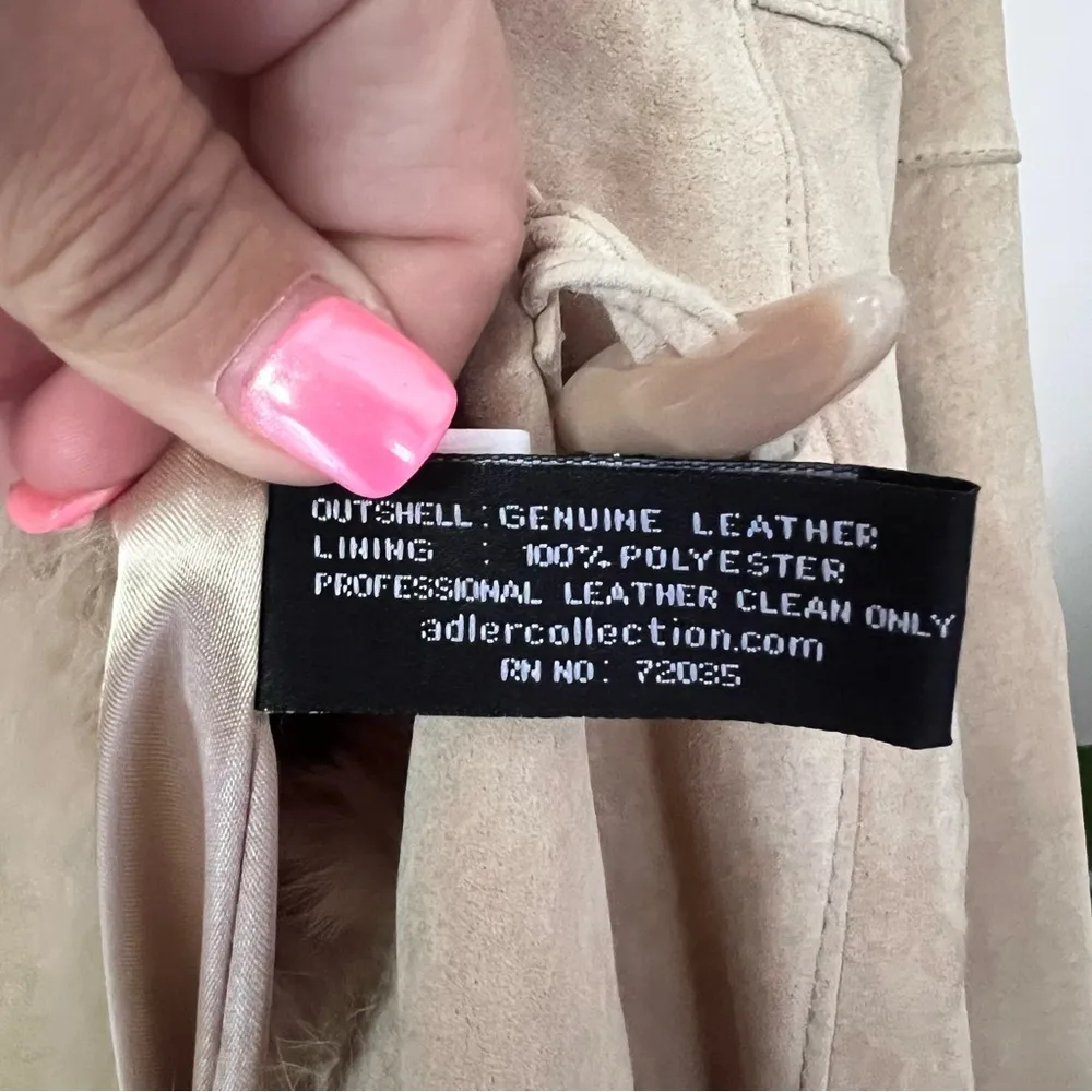 Vintage ADLER COLLECTION Tan fur lined suede leather coat SIZE XL penny lane - Image 6