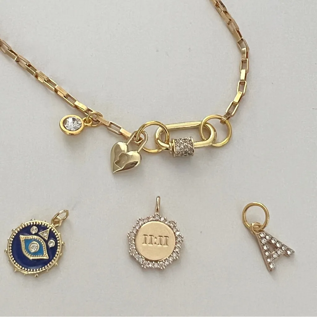 18K Gold Plated Locked Heart Carabiner Necklace Titanium Steal Womens Jewelry - Image 11