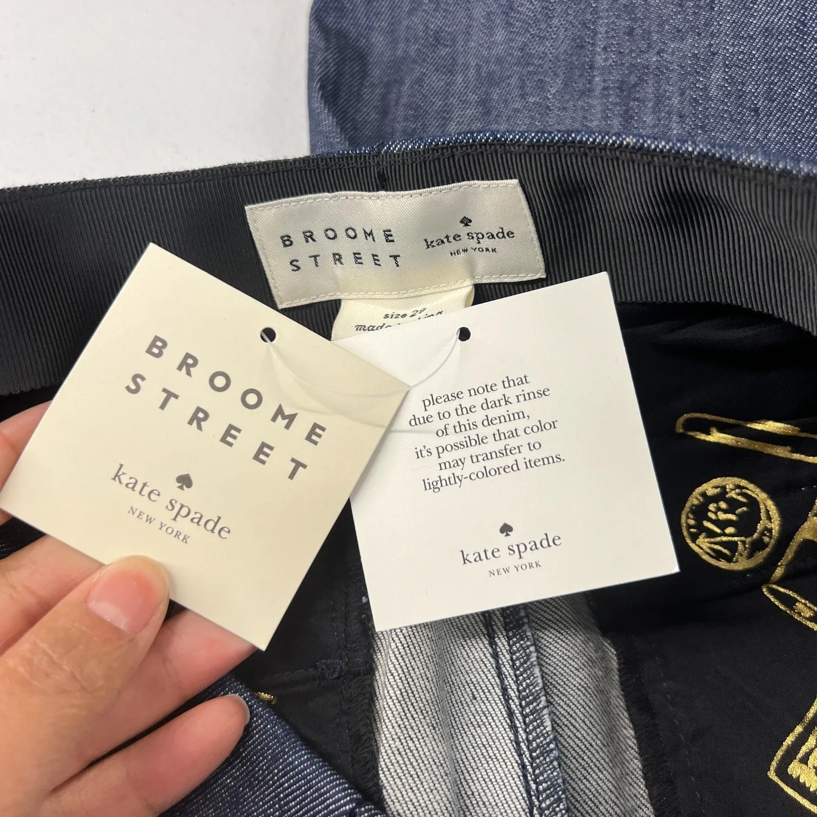 Kate Spade Broome Street Wide Leg Jeans Womens 29 Blue Button Front High Rise - Image 13