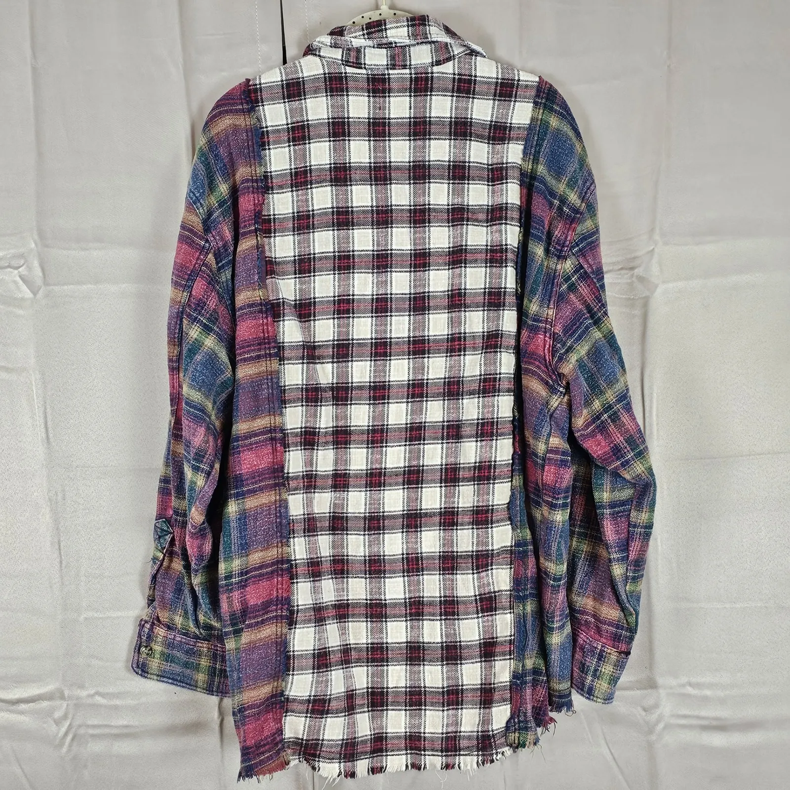 BDG Urban Outfitters Brendan Spliced Flannel Long Sleeve Button Down Shirt Med - Image 2