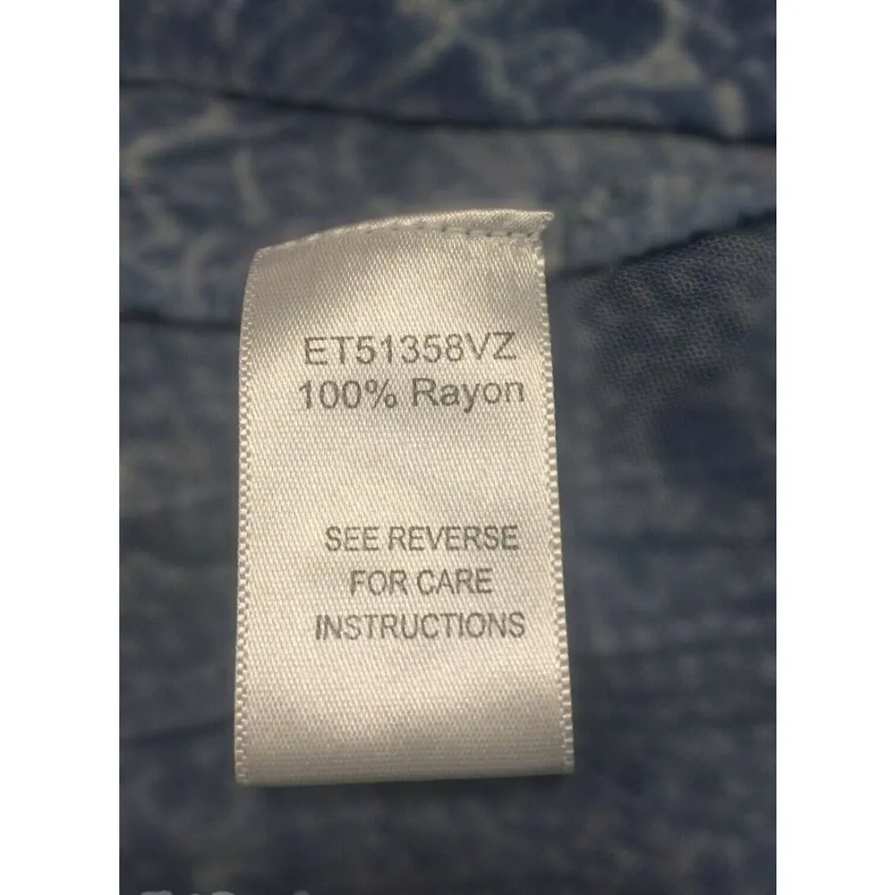 En Creme Top Womens Small Boho Crochet Insert Floral Blue Tassel Tie Top Blouse - Image 9