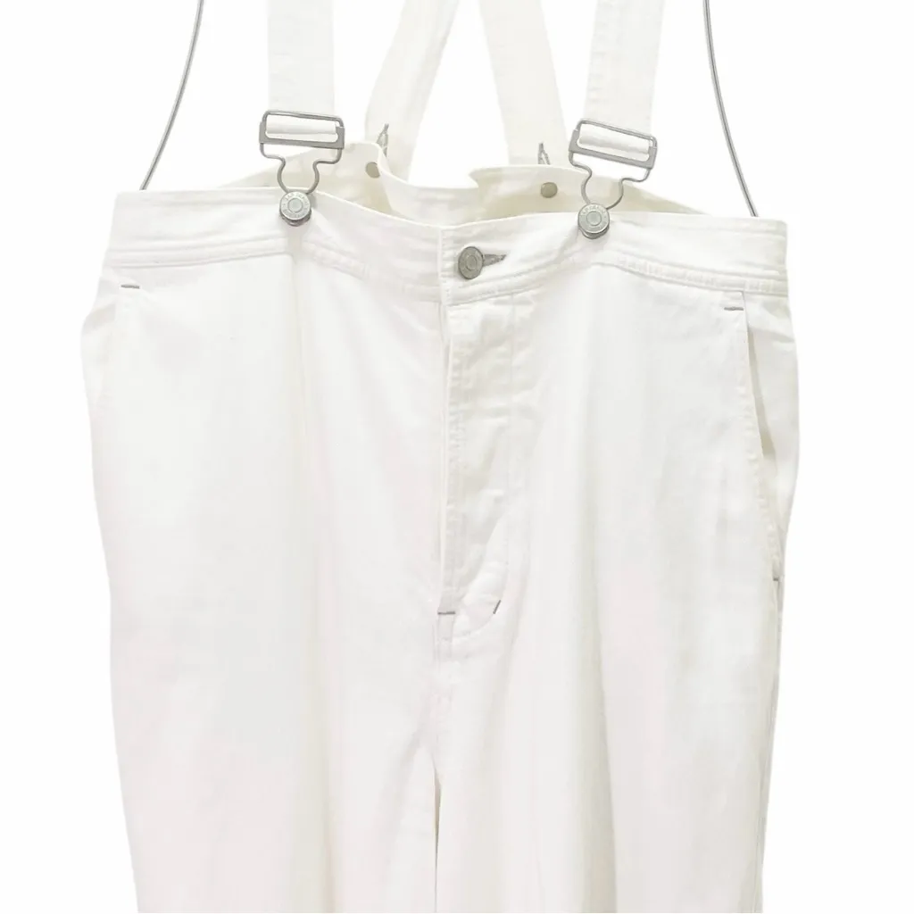 GAP Wide Leg Suspender Jeans White Denim Pants with Suspenders Size 31 | 12 Long - Image 8