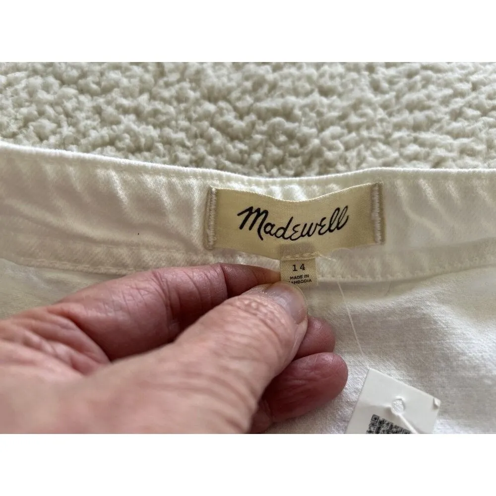 Madewell Tile White Denim Square-Neck Button Front Tank Mini Dress Size 14 - Image 9