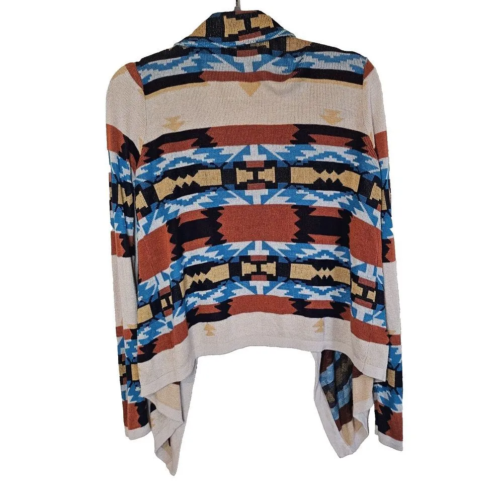 Skies Are Blue Western Open Front Cardigan Womens Size XS Crop Boho Multicolor - Image 2