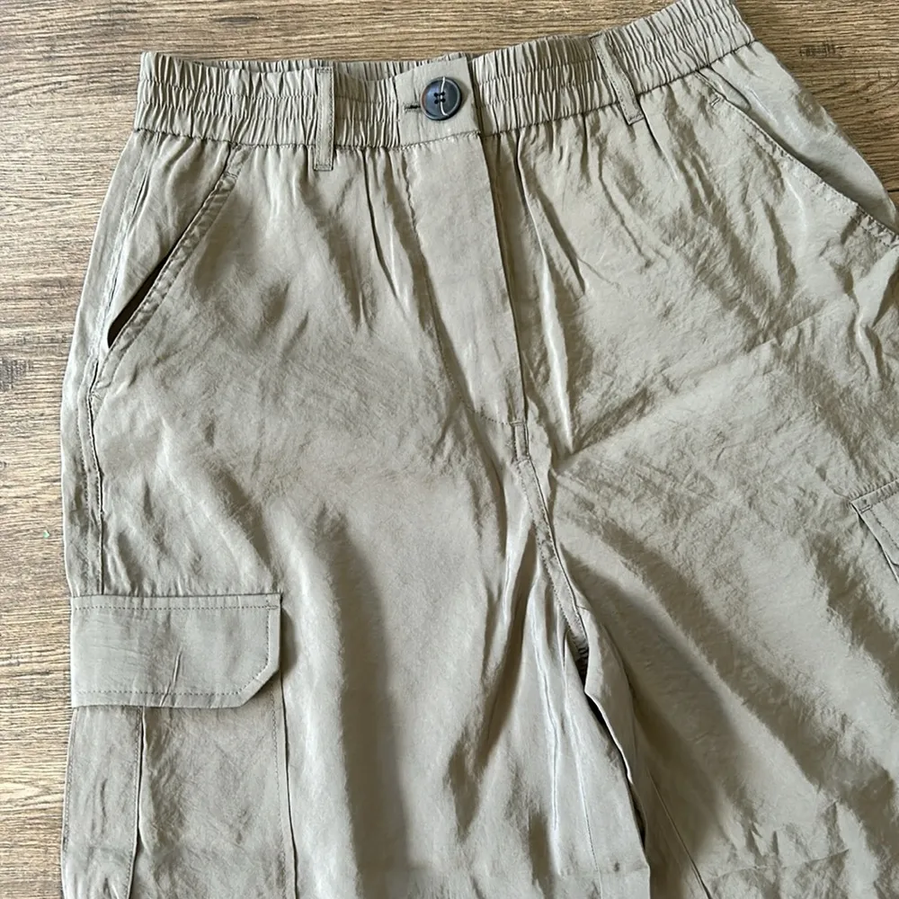 Joie| Cargo Joggers Olive Khaki Green Pull On Large Women's Drawstring sz M - Image 2