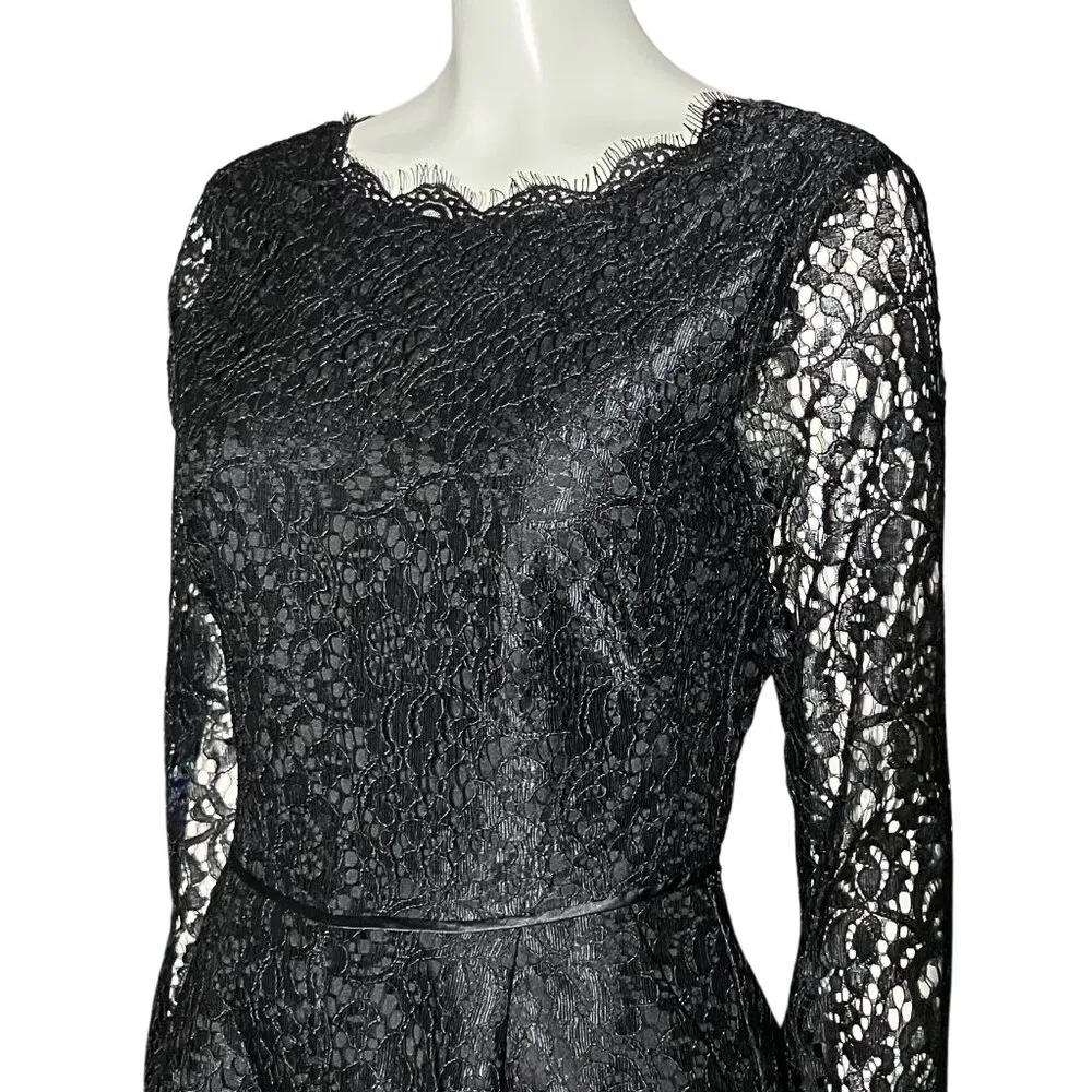 NWT Anthropologie Black Lace Long Sleeve Romper Whimsigoth Coquette XS Size 2 - Image 7