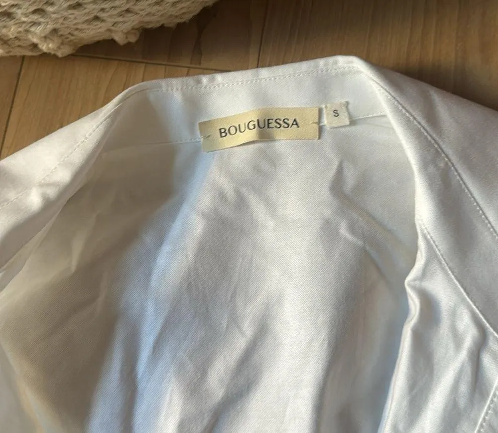 Leila Laceup Cotton Mini Shirt Dress White - Image 2