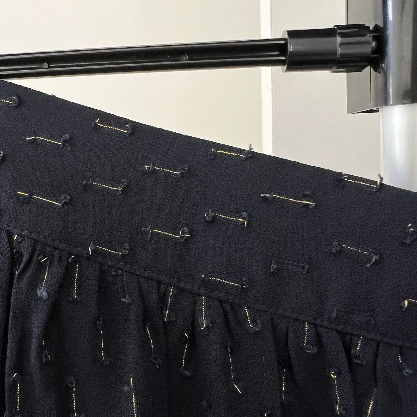 J. Crew Navy Blue & Gold Thread Skirt Size 12 Back Zip Layered Lined Sheer EUC - Image 4