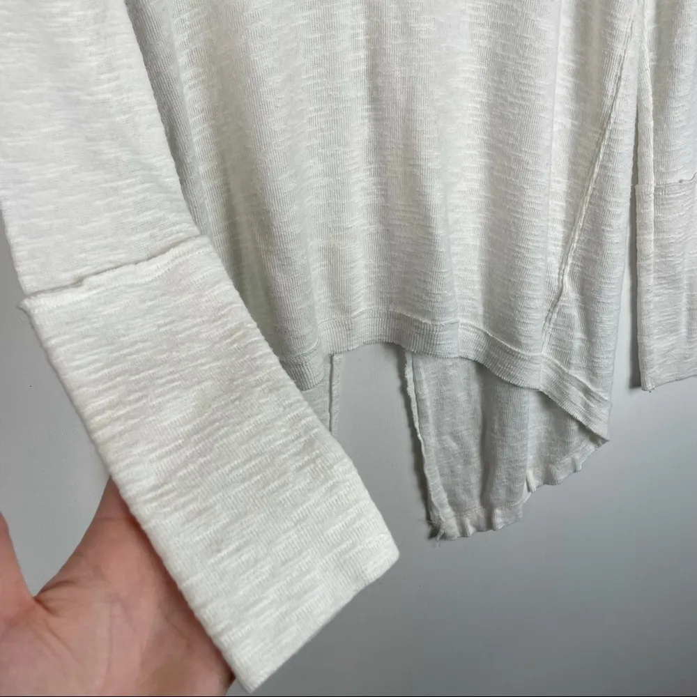 Free People We the Free White Split Back Turtleneck Top Raw Hem - Image 10