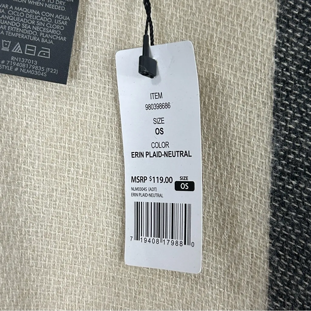 NWT Banana Republic plaid fringe blanket wrap Erin shall cashmere blend - Image 8