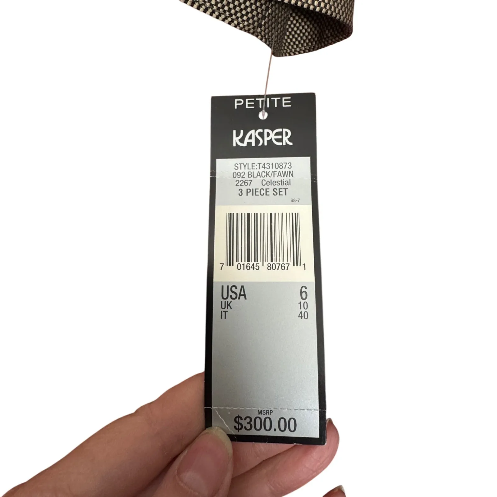 Textured Blazer 3 Piece Skirt Set Kasper 6P Black Fawn Career Business Classic - Image 4