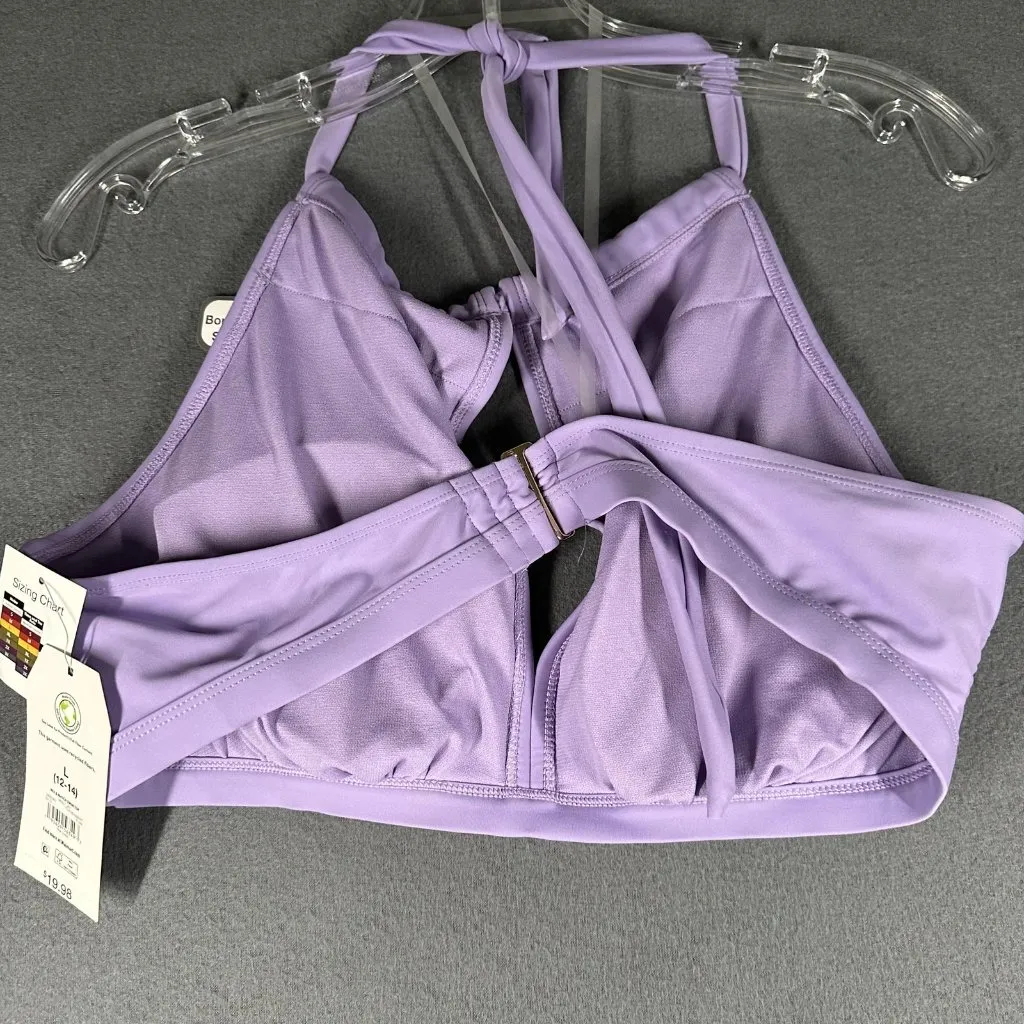 Time and Tru Swim Top Womens Large Purple High Neck Mix Match Boning Support NWT - Image 6
