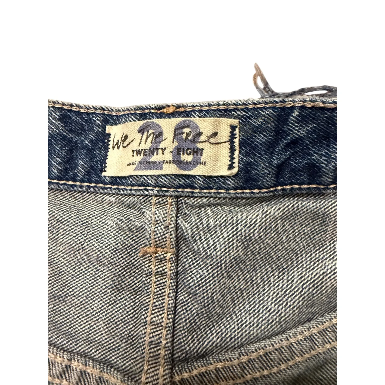 We The Free Twenty 8 Distressed Denim Cutoff Shorts Blue Frayed Hem - Image 5