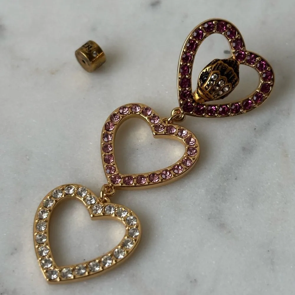 NWOT Kurt Geiger Gold and Pink Heart Earrings - Image 5