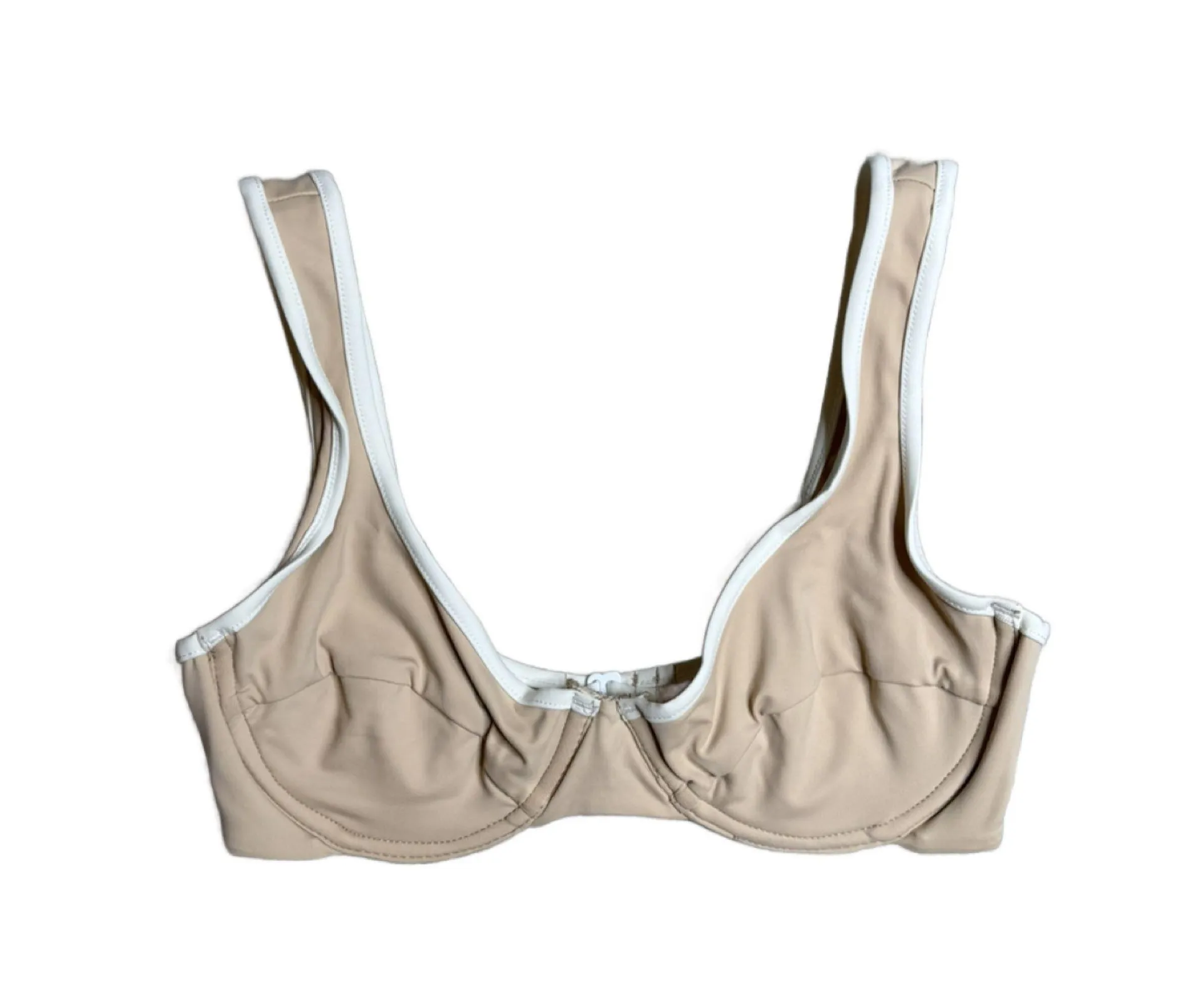 Stone Fox Swim Bikini Top Women’s Cloud XS Tan Color Block $88.00 - Image 1