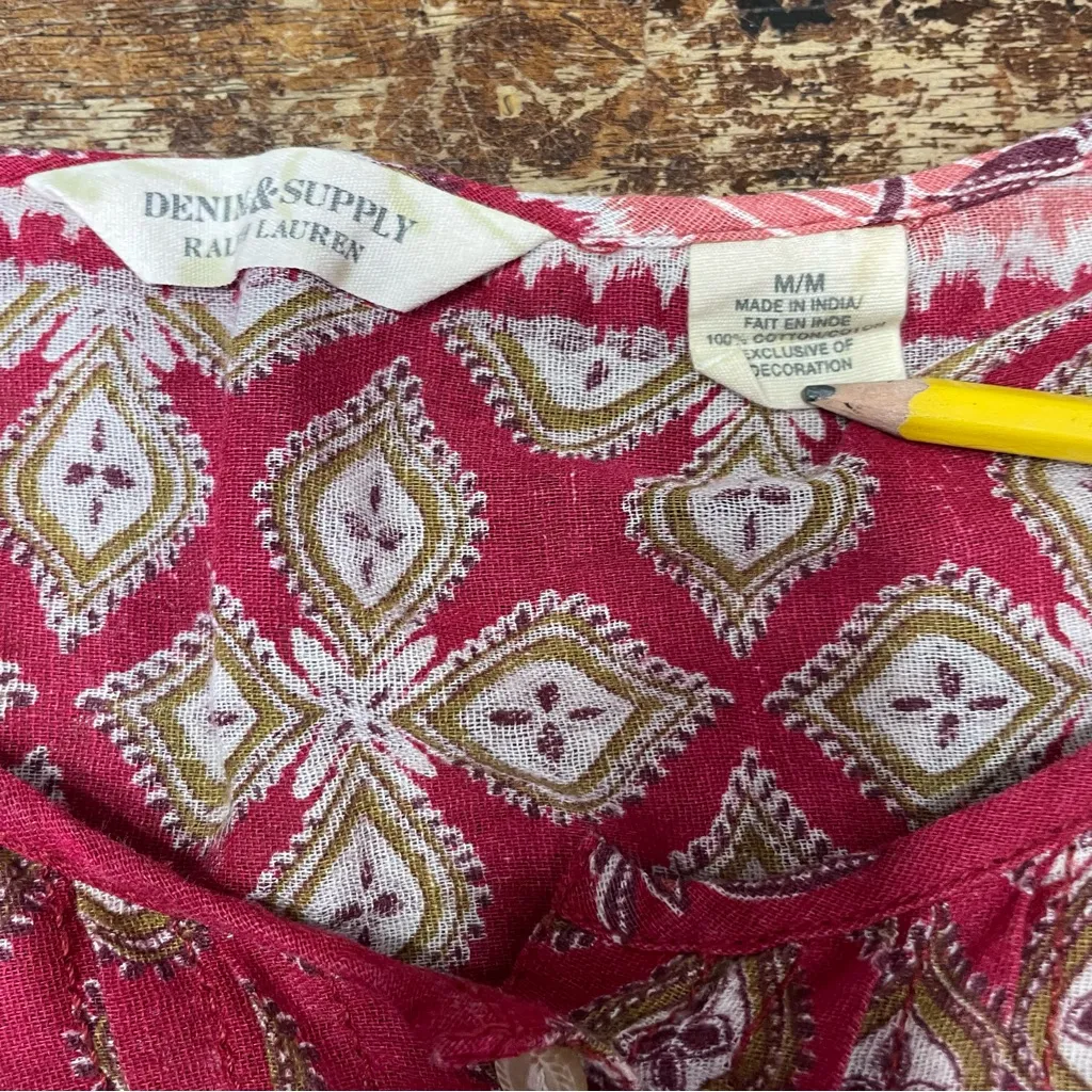 Vintage Ralph Lauren Denim & Supply Floral Western‎ Boho indie Blouse Medium - Image 4
