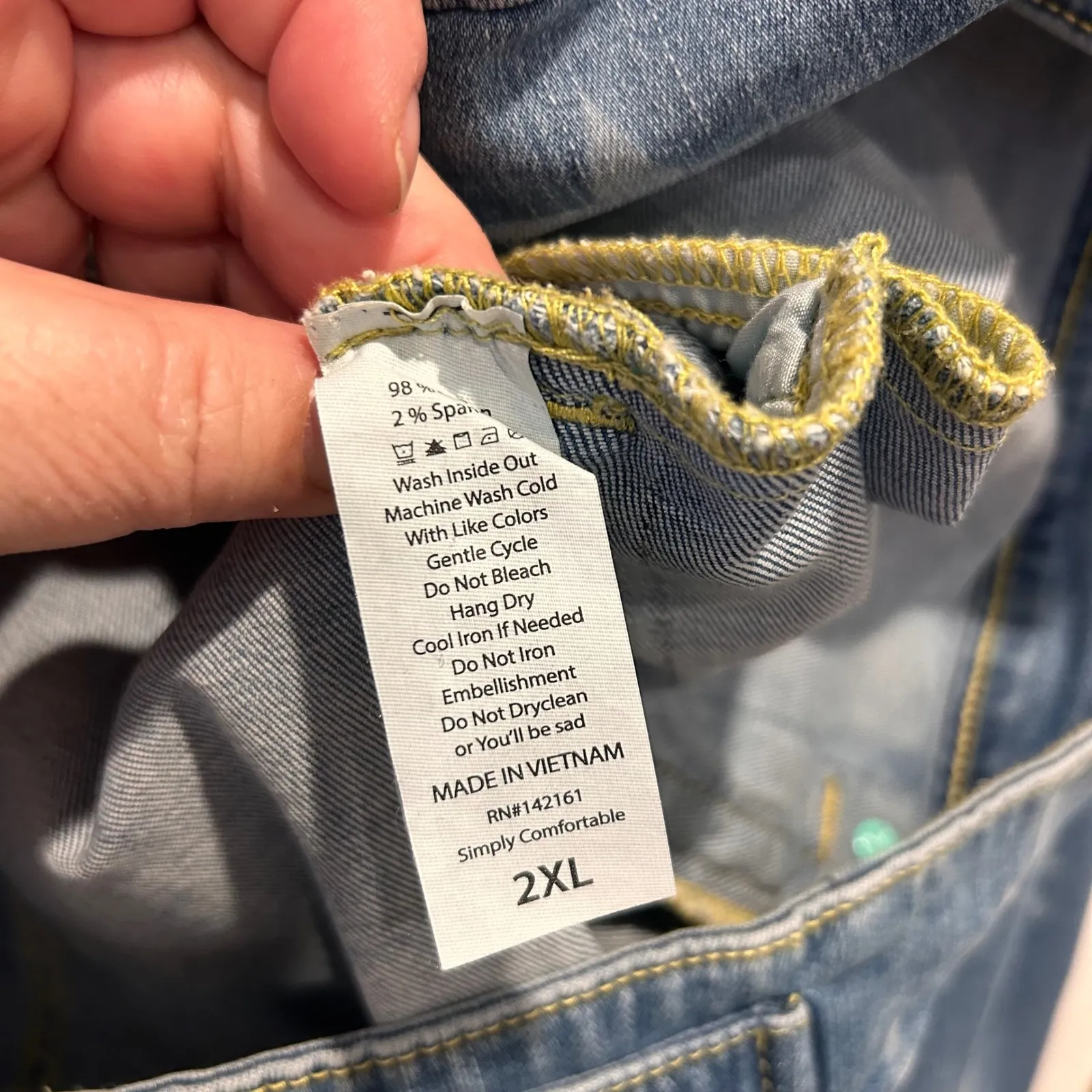 LuLaRoe Denim Jacket Kenny 2‎ XL Stars & Palm Trees Jean Stretch Beach Classic - Image 10