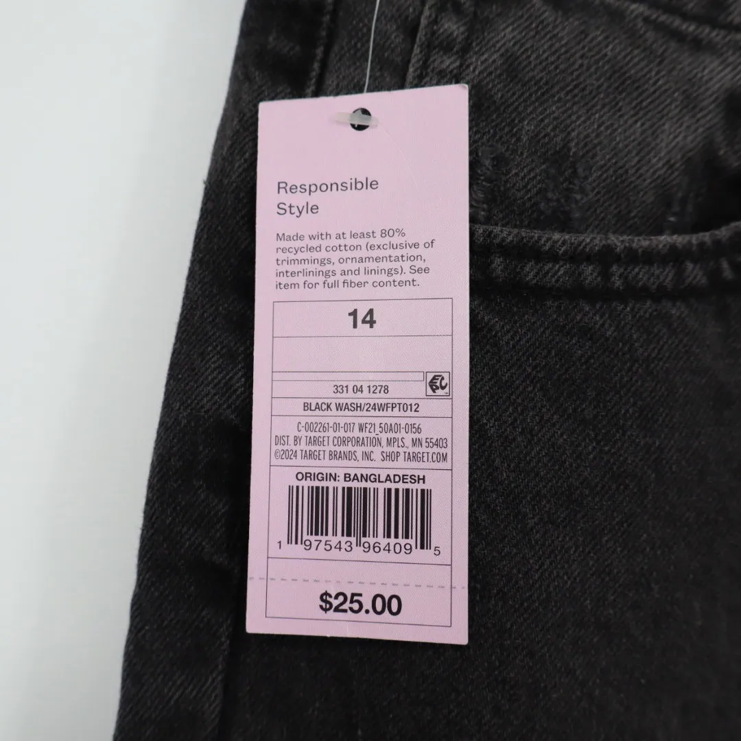 Wild Fable Black Wash High Rise Tapered Jeans Distressed Size 14 - Image 4