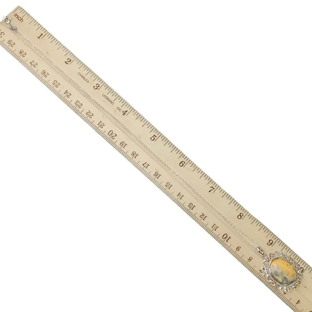 Bumblebee Jasper Necklace Pendant Sterling Silver 925 Yellow Bumble Bee 19”Chain - Image 8