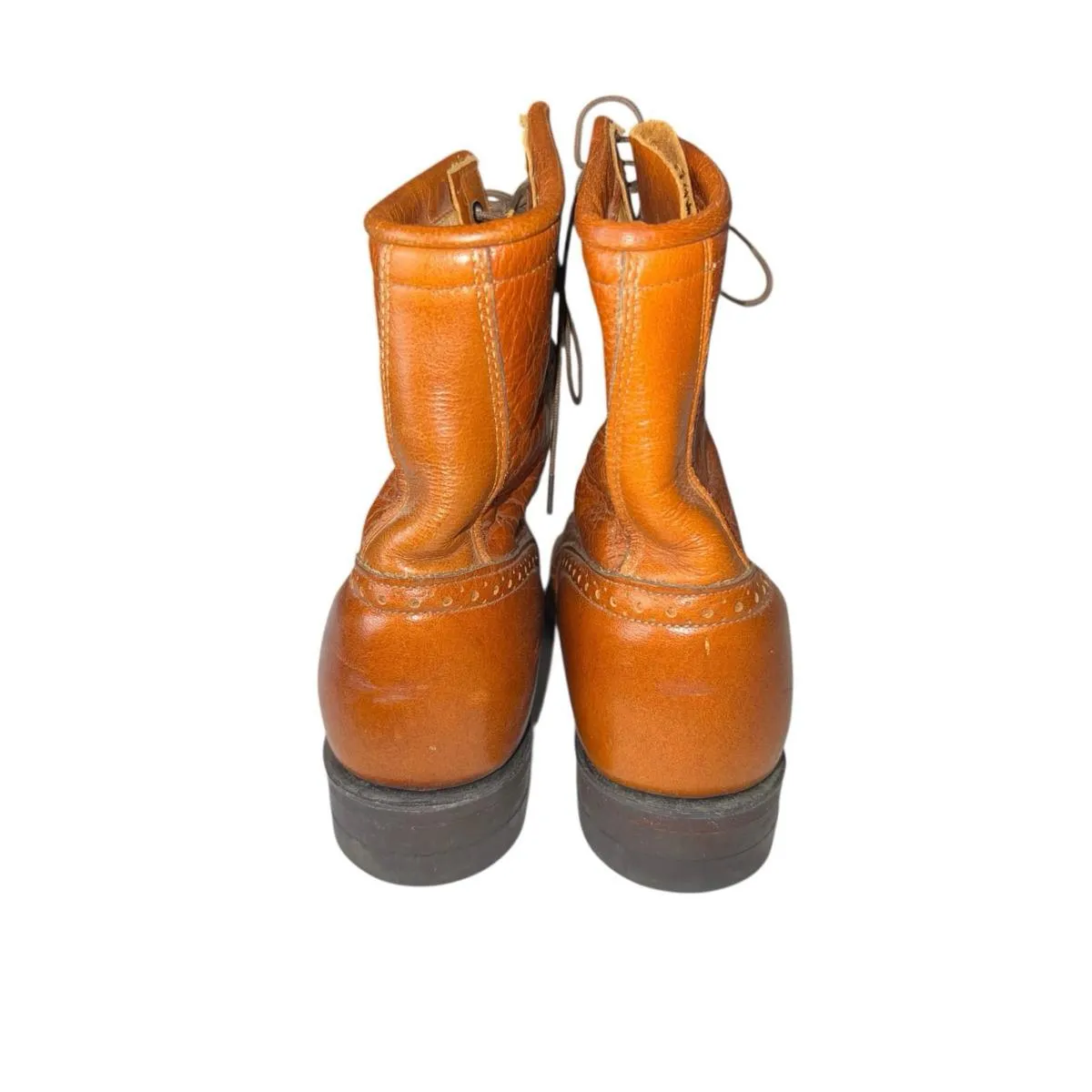 Vintage Justin Packer Lace Up Roper Boots Tan Leather Made USA Women’s Size 6.5C - Image 4
