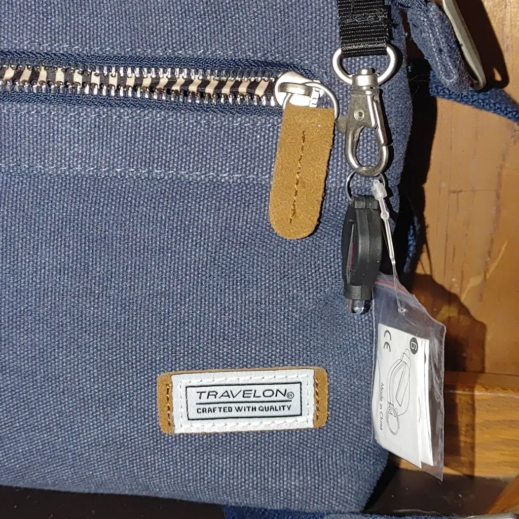 Travelon Blue Crossbody Bag RFID Blocking Anti Theft Heritage Small Cotton - Image 8