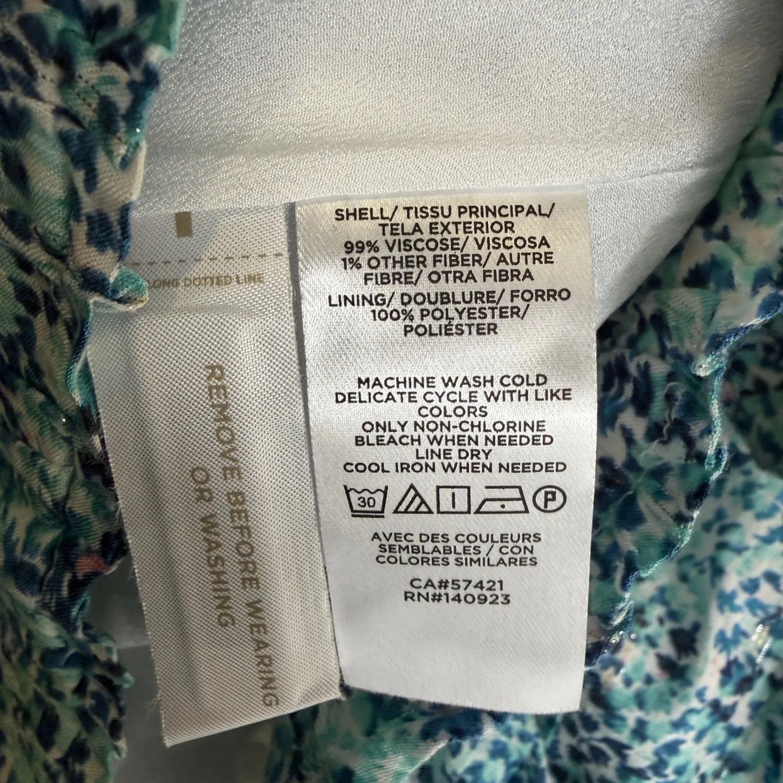 LOFT XL Blue Floral Tiered Ruffle Skirt Elastic Waist Lined Metallic Detail New - Image 3