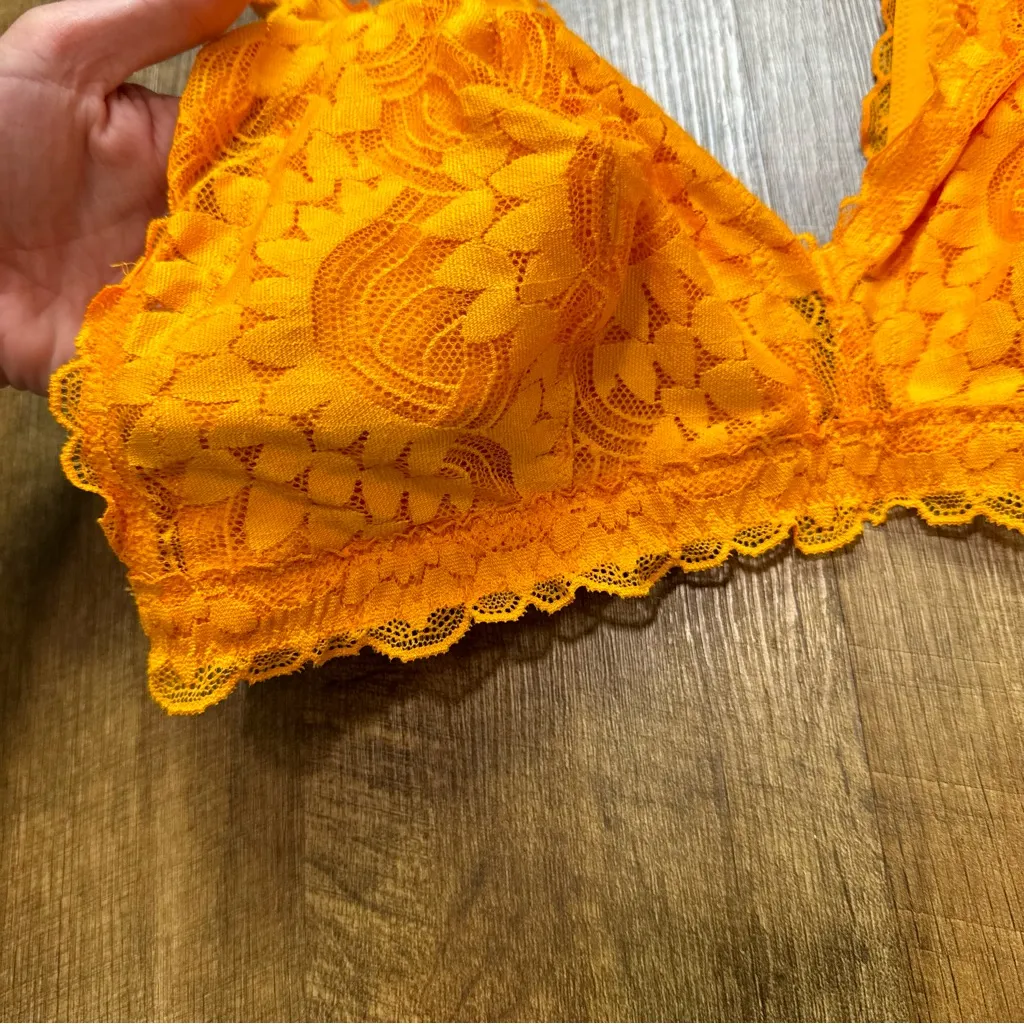 Aerie Womens Plunge Sunflower Yellow Lace Bralette Sz XL - Image 7