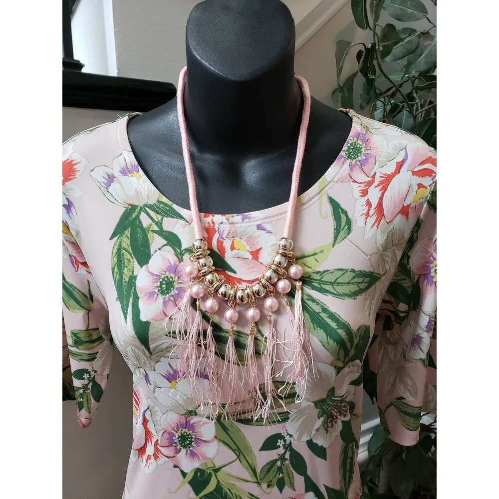 Grace Elements Dress Women S Pink Floral Sheath Stretch Short Sleeve Spring - Image 3