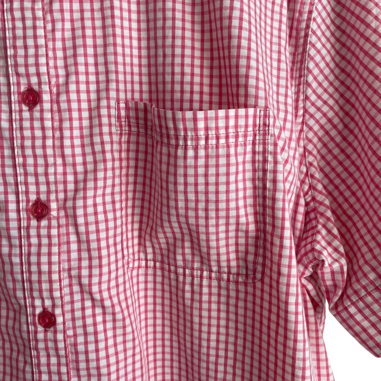 VTG Bobbie Brooks Women Top 18/20 Check Button Preppy‎ Coastal Y2K Retro Cowgirl Pink - Image 7