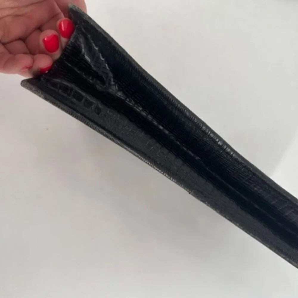 Vintage Sondra Robert’s‎ Black Envelope Style Faux Croc Clutch crossbody Purse - Image 7