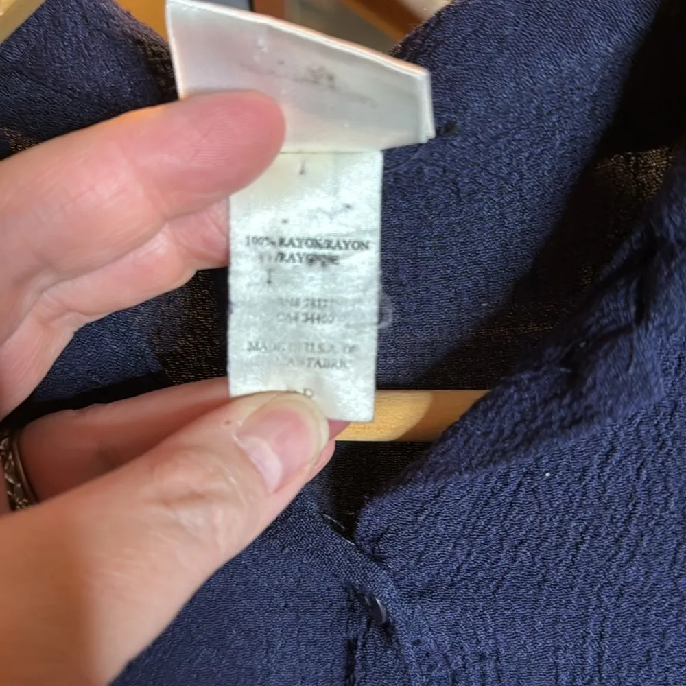 Eileen Fisher Petite Navy Blue Button Down Top Size Petite Small - Image 5