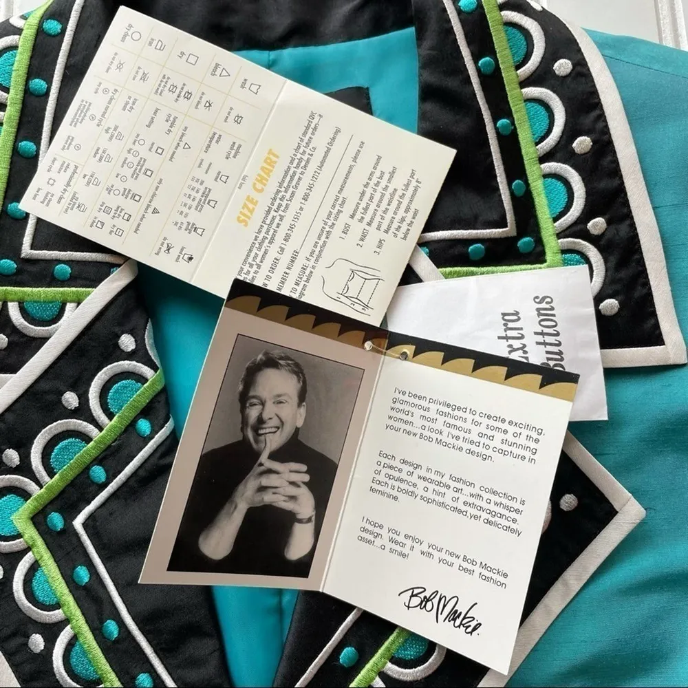 Bob Mackie Qvc Blazer Jacket Blue Size Large Oversized Funky Formal Statement - Image 9