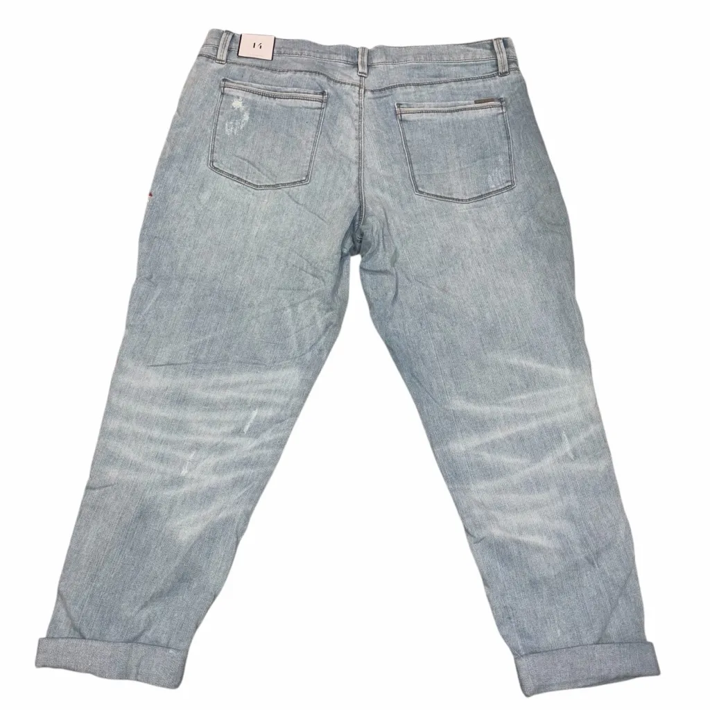 NEW White House Black Market Distressed Floral Embroidered Girlfriend Jeans 14 - Image 5