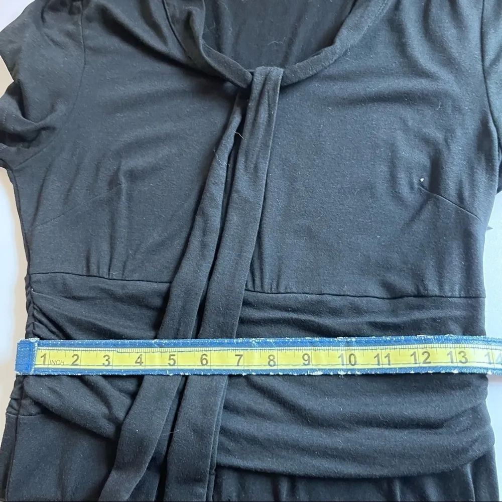 Women’s Dress Elegant Bow Swing Casual Party Vintage Ruched Stretch Medium Black - Image 14