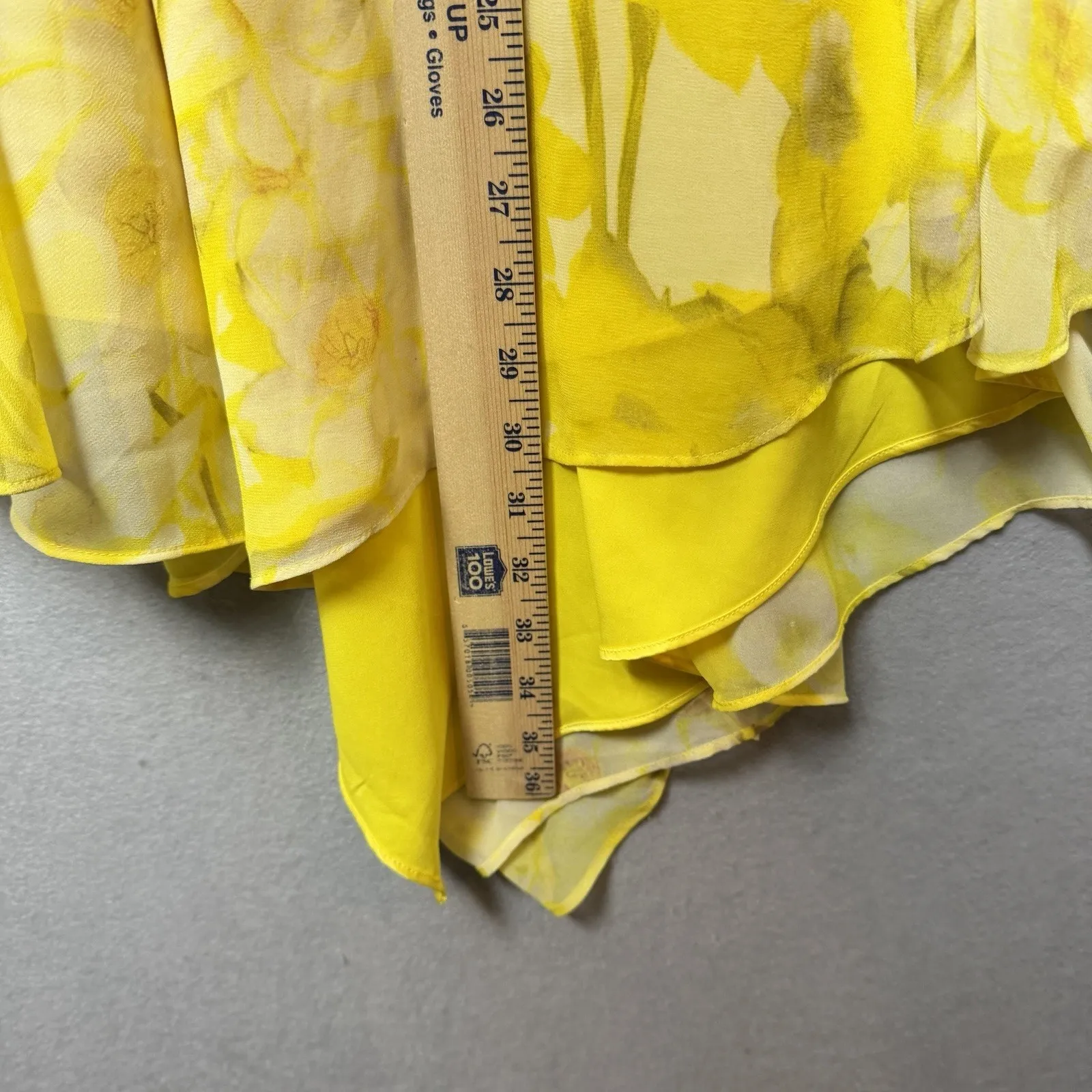 Vince Camuto Yellow Floral Chiffon Strapless Asymmetrical Dress Womens Size 10 - Image 11