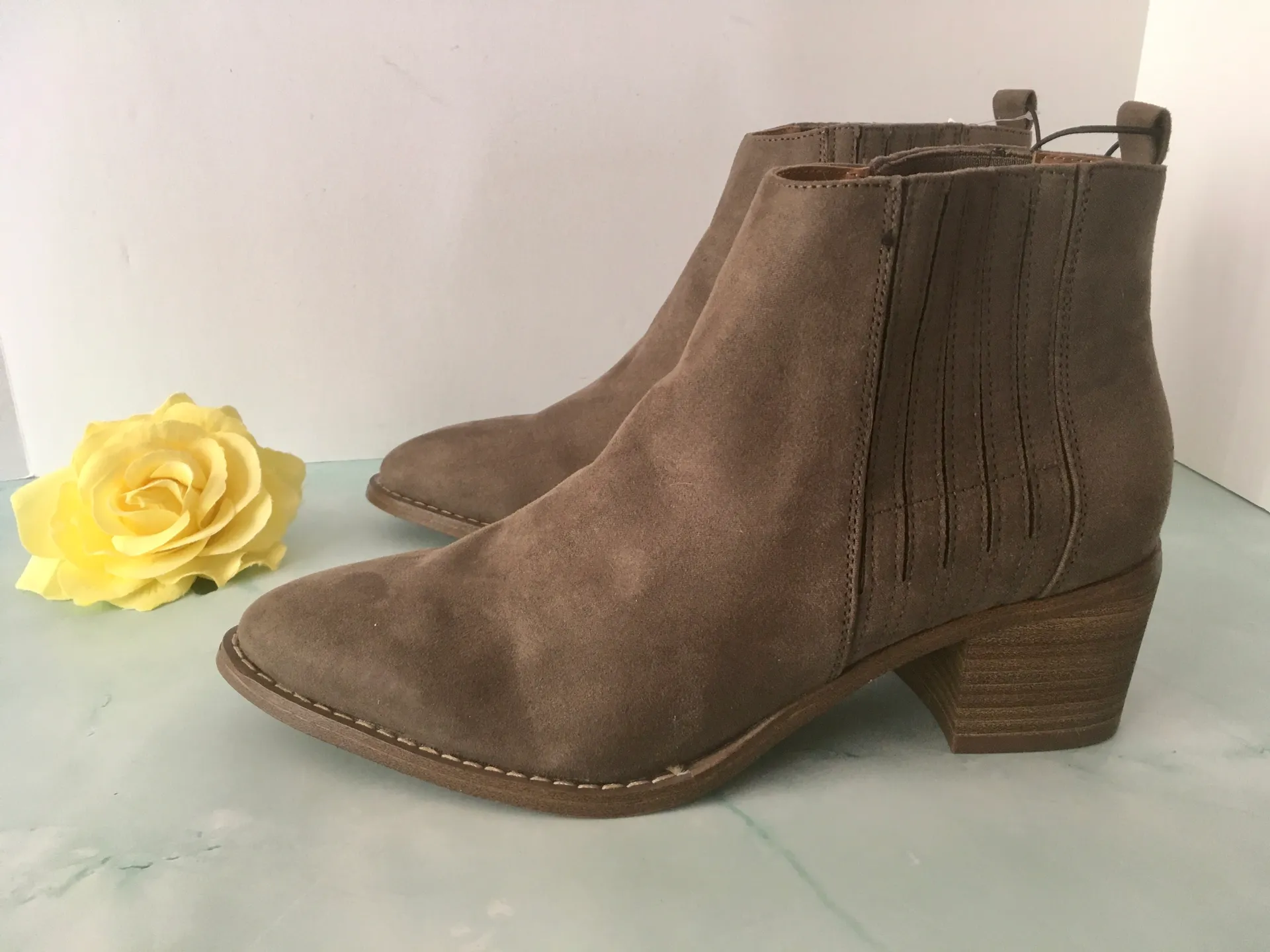 Suede Ankle Boots, Size 9 Brown - Image 3